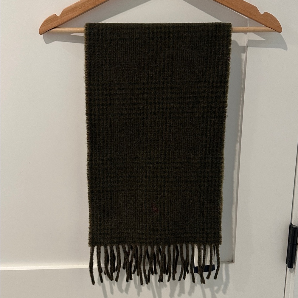Polo by Ralph Lauren Reversible Dark Green Plaid Scarf - Picture 8 of 9